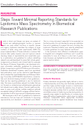 Cover page: Steps Toward Minimal Reporting Standards for Lipidomics Mass Spectrometry in Biomedical Research Publications