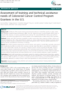 Cover page: Assessment of training and technical assistance needs of Colorectal Cancer Control Program Grantees in the U.S.