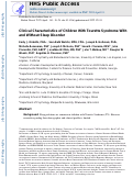 Cover page: Clinical Characteristics of Children With Tourette Syndrome With and Without Sleep Disorder.