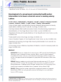 Cover page: Development of a Group-Based Community Health Worker Intervention to Increase Colorectal Cancer Screening Among Latinos