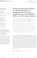 Cover page: Evaluating preclinical evidence for clinical translation in childhood brain tumours: Guidelines from the CONNECT, PNOC, and ITCC brain networks.