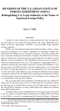 Cover page: Revision of the U.S.-Japan Status of Forces Agreement (SOFA): Relinquishing U.S. Legal Authority in the Name of American Foreign Policy