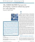 Cover page: The NIMH-MATRICS project for developing cognition-enhancing agents for schizophrenia