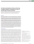 Cover page: Content and Quality of Science Training Programs Matter: Longitudinal Study of the Biology Scholars Program