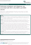 Cover page: Pulmonary symptoms and diagnoses are associated with HIV in the MACS and WIHS cohorts