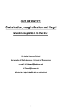 Cover page: OUT OF EGYPT: Globalisation, marginalisation and illegal Muslim migration to the EU