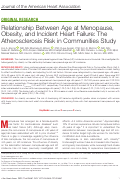 Cover page: Relationship Between Age at Menopause, Obesity, and Incident Heart Failure: The Atherosclerosis Risk in Communities Study