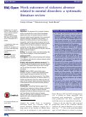 Cover page: Work outcomes of sickness absence related to mental disorders: a systematic literature review