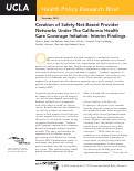 Cover page: Creation of Safety-Net Based Provider Networks Under the California Health Care Coverage Initiative: Interim Findings