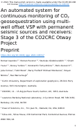 Cover page: An automated system for continuous monitoring of CO2 geosequestration using multi-well offset VSP with permanent seismic sources and receivers: Stage 3 of the CO2CRC Otway Project