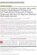 Cover page: Impact of ST‐Segment–Elevation Myocardial Infarction Regionalization Programs on the Treatment and Outcomes of Patients Diagnosed With Non–ST‐Segment–Elevation Myocardial Infarction