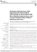 Cover page: Resistant Hypertension after Hypertensive Intracerebral Hemorrhage Is Associated with More Medical Interventions and Longer Hospital Stays without Affecting Outcome.