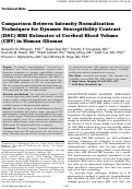 Cover page: Comparison between intensity normalization techniques for dynamic susceptibility contrast (DSC)‐MRI estimates of cerebral blood volume (CBV) in human gliomas