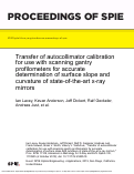 Cover page: Transfer of autocollimator calibration for use with scanning gantry profilometers for accurate determination of surface slope and curvature of state-of-the-art x-ray mirrors