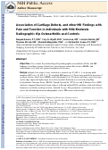 Cover page: Association of cartilage defects, and other MRI findings with pain and function in individuals with mild–moderate radiographic hip osteoarthritis and controls