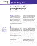 Cover page: The Health Status and Unique Health Challenges or Rural Older Adults in California