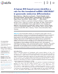 Cover page: A human ESC-based screen identifies a role for the translated lncRNA LINC00261 in pancreatic endocrine differentiation