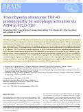 Cover page: Transthyretin attenuates TDP-43 proteinopathy by autophagy activation via ATF4 in FTLD-TDP