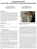 Cover page: Towards Mobile OCR: How To Take a Good Picture of a Document Without Sight