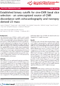 Cover page: Established binary cutoffs for cine-CMR basal slice selection - an unrecognized source of CMR discordance with echocardiography and necropsy derived LV mass