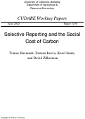 Cover page: Selective Reporting and the Social Cost of Carbon