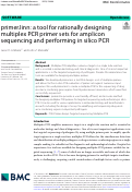 Cover page: primerJinn: a tool for rationally designing multiplex PCR primer sets for amplicon sequencing and performing in silico PCR.