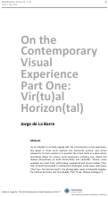 Cover page: On the Contemporary Visual Experience, Part One: Vir(tu)al Horizon(tal)