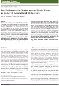 Cover page: Bee Preference for Native versus Exotic Plants in Restored Agricultural Hedgerows