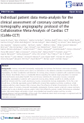 Cover page: Individual patient data meta-analysis for the clinical assessment of coronary computed tomography angiography: protocol of the Collaborative Meta-Analysis of Cardiac CT (CoMe-CCT)
