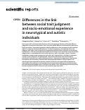 Cover page: Differences in the link between social trait judgment and socio-emotional experience in neurotypical and autistic individuals.