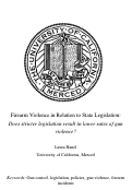 Cover page: Firearm Violence in Relation to State Legislation: Does stricter legislation result in lower rates of gun violence?