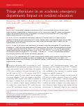 Cover page: Triage physicians in an academic emergency department: Impact on resident education