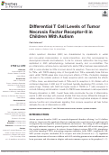 Cover page: Differential T Cell Levels of Tumor Necrosis Factor Receptor-II in Children With Autism