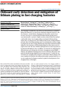 Cover page: Onboard early detection and mitigation of lithium plating in fast-charging batteries
