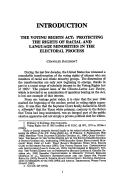 Cover page: The Voting Rights Act: Protecting the Rights of Racial and Language Minorities in the Electoral Process