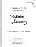 Cover page: PHYSICS RESEARCH AT UCRL 1954-1955