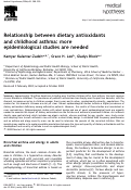 Cover page: Relationship between dietary antioxidants and childhood asthma: more epidemiological studies are needed