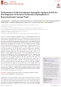 Cover page: Performance of the Euroimmun Aspergillus Antigen ELISA for the Diagnosis of Invasive Pulmonary Aspergillosis in Bronchoalveolar Lavage Fluid