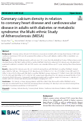Cover page: Coronary calcium density in relation to coronary heart disease and cardiovascular disease in adults with diabetes or metabolic syndrome: the Multi-ethnic Study of Atherosclerosis (MESA)
