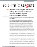 Cover page: Metabolomics insights into chronic kidney disease and modulatory effect of rhubarb against tubulointerstitial fibrosis
