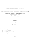 Cover page: Essays on Incentives for Effort Provision in Principal- Agent Settings