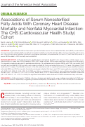Cover page: Associations of Serum Nonesterified Fatty Acids With Coronary Heart Disease Mortality and Nonfatal Myocardial Infarction: The CHS (Cardiovascular Health Study) Cohort