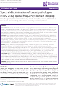 Cover page: Spectral discrimination of breast pathologies in situ using spatial frequency domain imaging