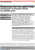 Cover page: Endophenotype effect sizes support variant pathogenicity in monogenic disease susceptibility genes