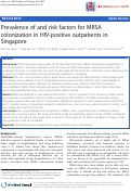 Cover page: Prevalence of and risk factors for MRSA colonization in HIV-positive outpatients in Singapore