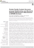 Cover page: Protein Family Content Uncovers Lineage Relationships and Bacterial Pathway Maintenance Mechanisms in DPANN Archaea