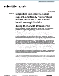 Cover page: Disparities in insecurity, social support, and family relationships in association with poor mental health among US adults during the COVID-19 pandemic
