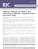 Cover page: Childhood leukaemia and distance from power lines in California: a population-based case-control study.