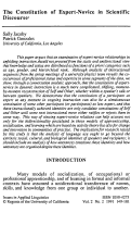 Cover page: The Constitution of Expert-Novice in Scientific Discourse