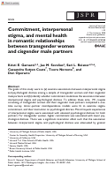 Cover page: Commitment, interpersonal stigma, and mental health in romantic relationships between transgender women and cisgender male partners